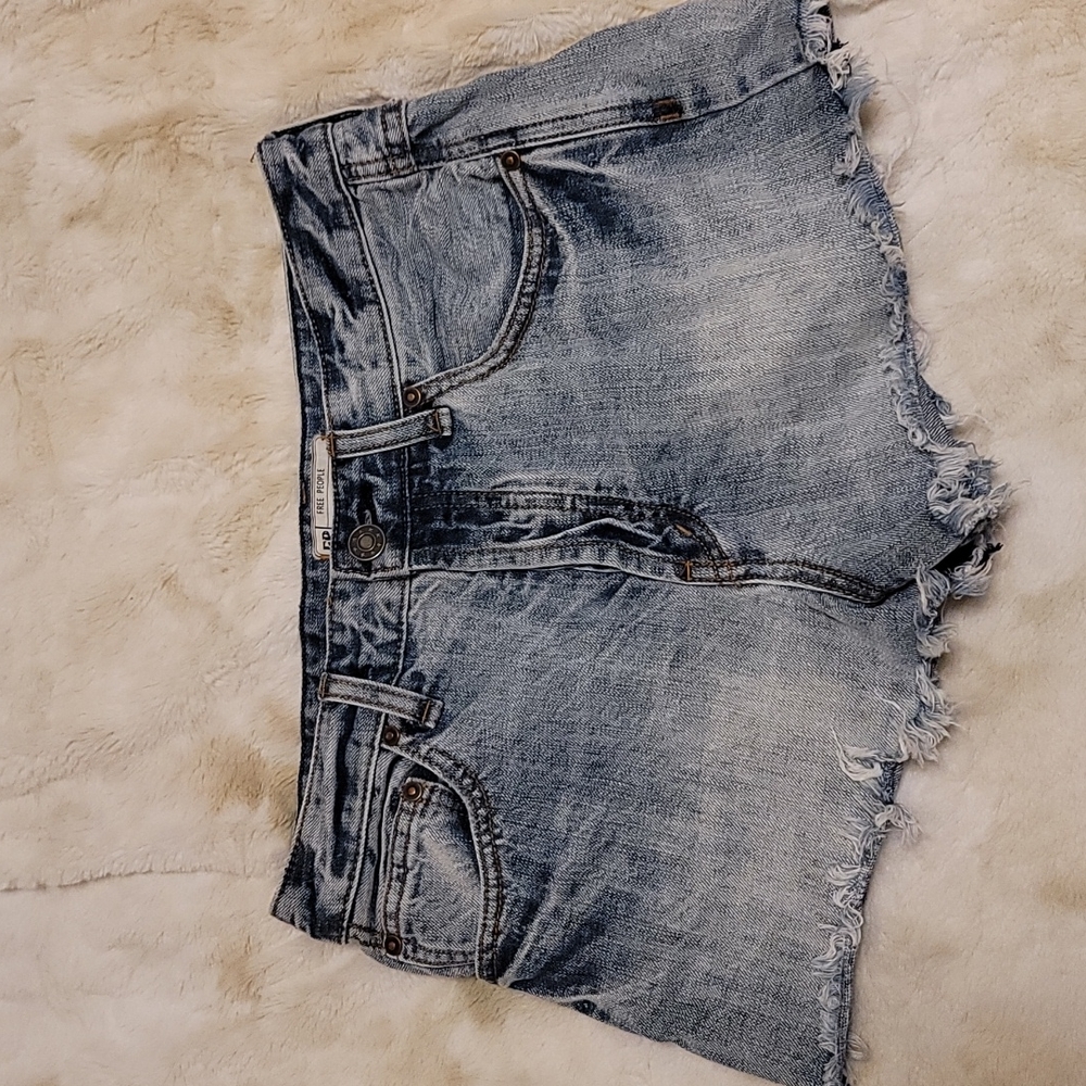 Free People Button Up Denim Shorts